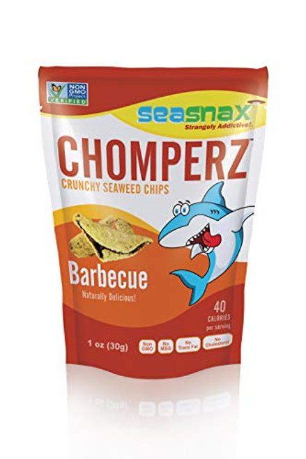 SeaSnax Chomperz Crunchy Seaweed Chips Barbecue  1 oz -Pack of 8-