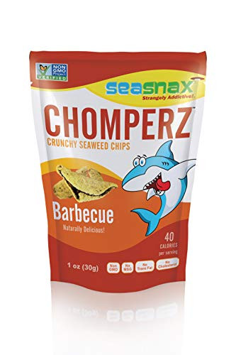 SeaSnax Chomperz Crunchy Seaweed Chips Barbecue  1 oz -Pack of 8-