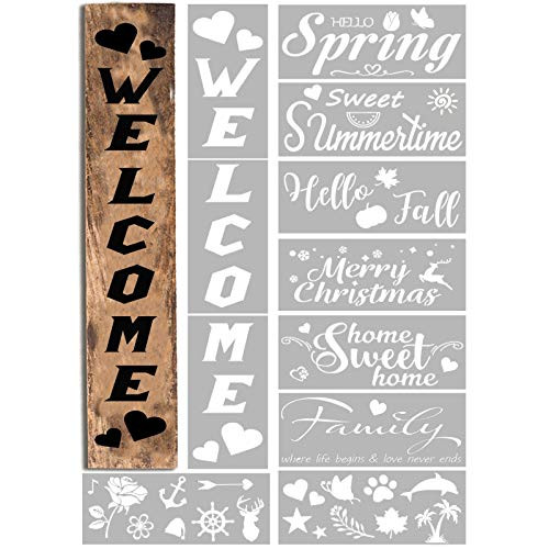 Reusable Stencils for Painting on Wood and More - Vertical Welcome Sign for Front Door and Outside Porch Decor - Farmhouse Letter Stencils for Signs - Reusable Stencils for Painting on Wood and More - Vertical Welcome Sign for Front Door and Outside Porch Decor - Farmhouse Letter Stencils for Signs -