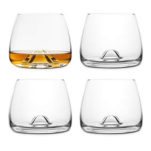 Final Touch Neat Whiskey Glasses - Set of 4 Lead-Free Crystal - DuraShield Titanium Reinforced  Handcrafted