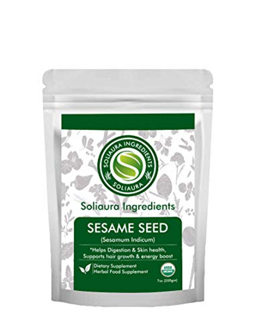 Sesame Seeds Sesamum Indicum 7 Oz -200 gm- Gluten-Free and Non-GMO - Soliaura Ingredients- Organically Grown