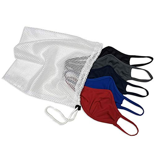 Badger Sportswear Face Mask  5 pack with laundry bag  Comfortable Non-Elastic Ear Loops  Dark Multipack  Small-Medium