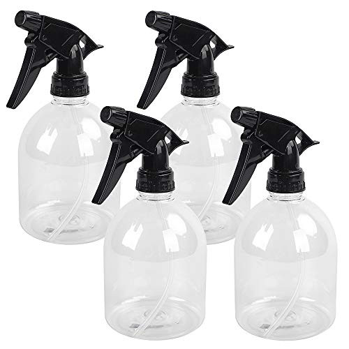 Plastic Spray Bottles 4pcs 16oz Empty Clear Spray Bottle with Black Trigger Sprayers  Adjustable Nozzle  for Cleaning Solutions  Planting  Cooking