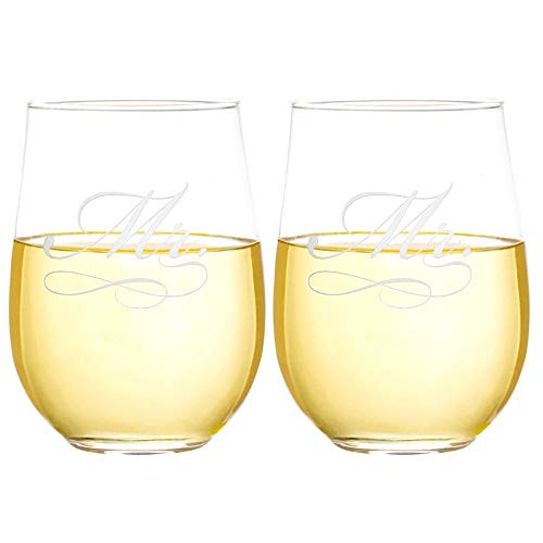 Mr and Mr Etched 15 oz Stemless Wine Glass Set Gay Weddings Mr and Mr Etched 15 oz Stemless Wine Glass Set Gay Weddings