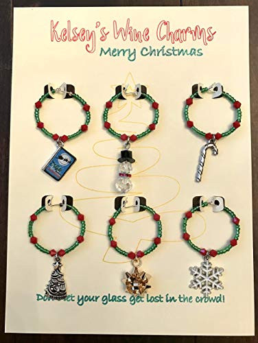 Christmas Time Holiday Themed Wine Glass Charms