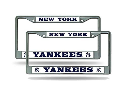 Rico New York NY Yankees MLB -Set of 2- Chrome Metal License Plate Frames