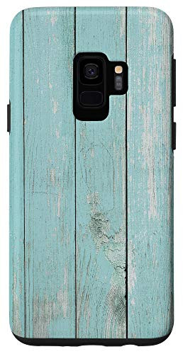 Galaxy S9 PRETTY RUSTIC WOOD PHONE CASE SHABBY CHIC PHONE CASE TEAL Case