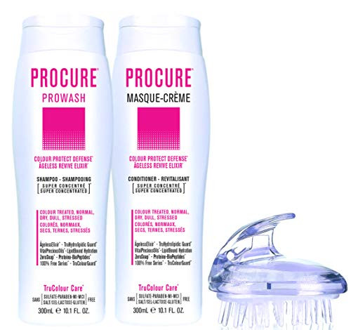 TRIO PROCURE Color Care Shampoo and Conditioner Bundle- 1 Color Care Shampoo 10oz  1 Color Care Conditioner 10oz and 1 Shampoo Brush -3 items- Colour Prot