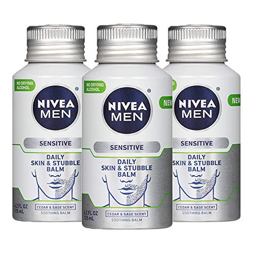 Nivea Men Sensitive Skin and Stubble Balm - Pack of 3  Mens Face Lotion for Before and After Shave