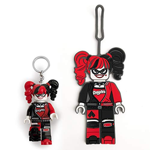 LEGO Batman Movie Harley Quinn Keychain Light and Luggage Tag Set - 3 Inch Tall Keychain Light