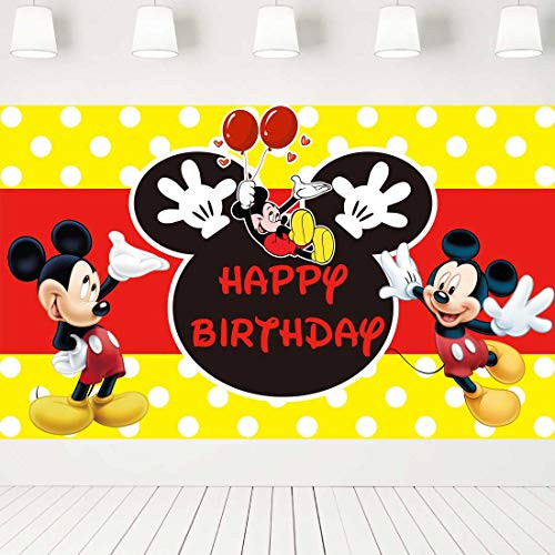 5x3ft Mickey Mouse Party Supplies Photography Backdrops for Girl Boy 1st Birthday Party Theme Photo Booth Background Baby Shower Banner Decoration Pho 5x3ft Mickey Mouse Party Supplies Photography Backdrops for Girl Boy 1st Birthday Party Theme Photo Booth Background Baby Shower Banner Decoration Pho