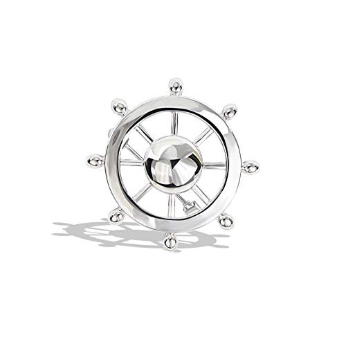 Vintage Nautical Sailboat Navy Rudder Anchor Brooch Pin Sailor Seaman Badge Jewelry Ship Wheel Pin -Silver Rudder-