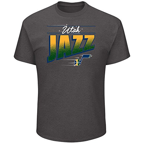Profile Big and Tall Mens NBA S-S SCREEN TEE Utah Jazz  Charcoal-Heather  2X-Tall