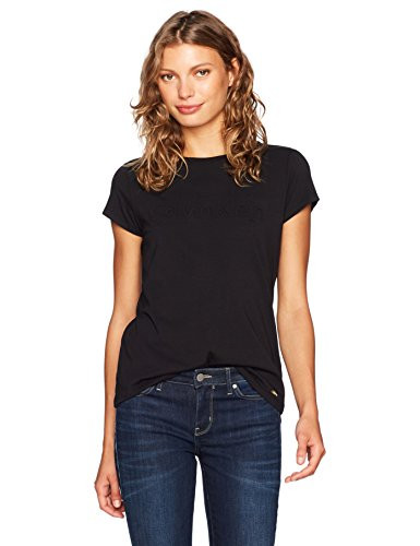 Calvin Klein Womens Short Sleeve Crew Neck Logo T-Shirt  Black  Small