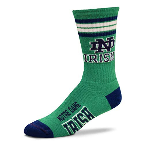 For Bare Feet - NCAA 4 Stripe Deuce Mens Crew Socks Size Large - Notre Dame Fighting Irish For Bare Feet - NCAA 4 Stripe Deuce Mens Crew Socks Size Large - Notre Dame Fighting Irish
