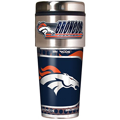 NFL Denver Broncos Metallic Travel Tumbler Stainless Steel and Black Vinyl 16-Ounce NFL Denver Broncos Metallic Travel Tumbler Stainless Steel and Black Vinyl 16-Ounce