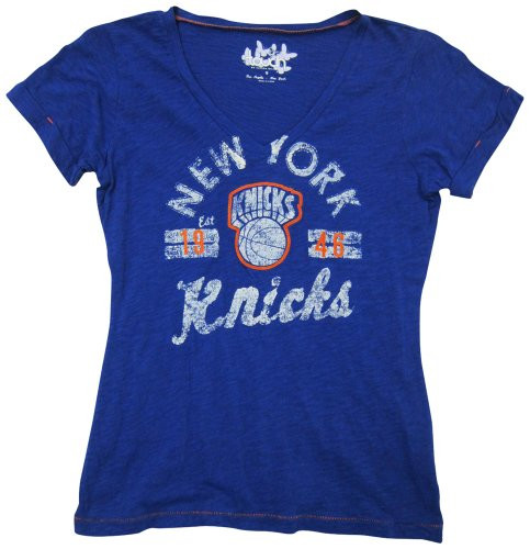 G-III Sports New York Knicks Blue Womens Fair Catch V-Neck T-Shirt X-Large