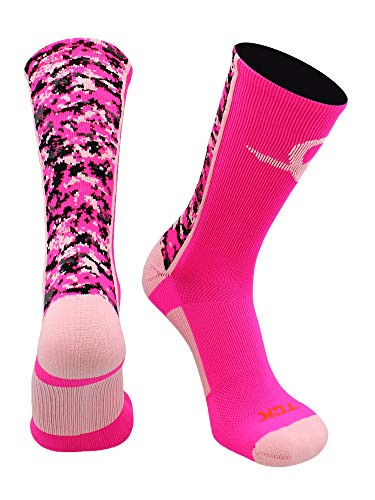 TCK Digital Camo Aware Crew Socks -Neon Pink-Pink-Pink  Small-