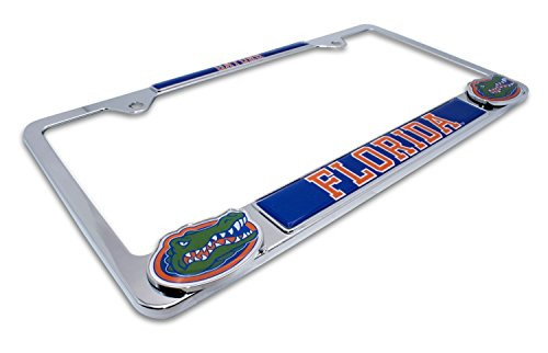 AMG Premium NCAA Gators Mascot License Plate Frame w-Dual 3D Logos -Florida- AMG Premium NCAA Gators Mascot License Plate Frame w-Dual 3D Logos -Florida-
