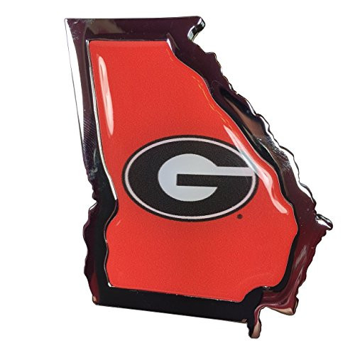 NCAA Collegiate Metal State Shaped Auto Emblem -Georgia-