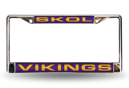 Rico Industries 094746646080 NFL Minnesota Vikings Laser Cut Standard License Plate Frame 6 x 12-25 Chrome Rico Industries 094746646080 NFL Minnesota Vikings Laser Cut Standard License Plate Frame 6 x 12-25 Chrome