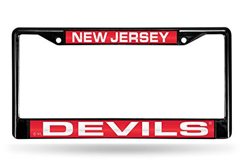 NHL Rico Industries Laser Cut Inlaid Standard Chrome License Plate Frame New Jersey Devils NHL Rico Industries Laser Cut Inlaid Standard Chrome License Plate Frame New Jersey Devils