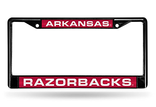 NCAA Rico Industries Laser Cut Inlaid Standard Chrome License Plate Frame  Arkansas Razorbacks