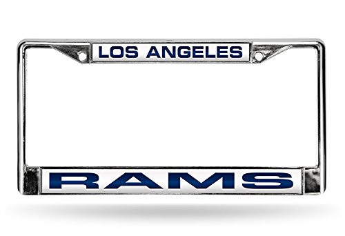 NFL Los Angeles Rams Laser Cut Inlaid Standard Chrome License Plate Frame  Chrome