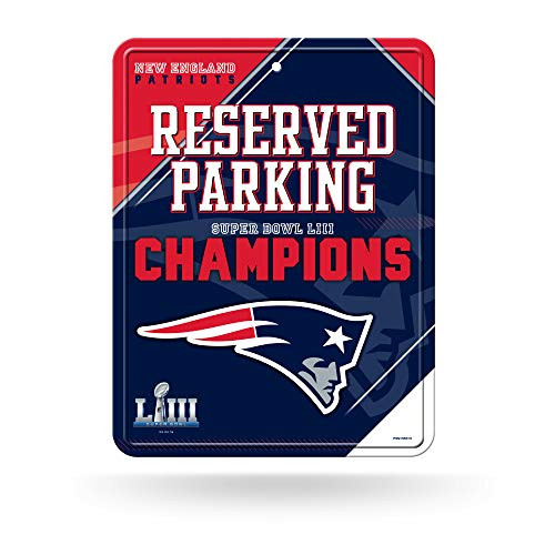 Rico Industries NFL New England Patriots Super Bowl LIII Champions 8-Inch by 11-Inch Metal Parking Sign Décor Blue Rico Industries NFL New England Patriots Super Bowl LIII Champions 8-Inch by 11-Inch Metal Parking Sign Décor Blue