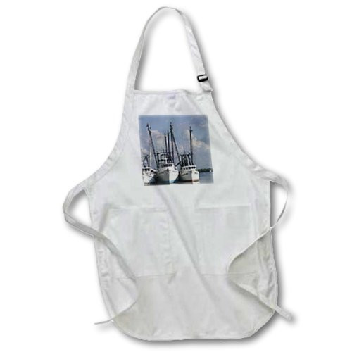 3dRose apr-8584-4 Shrimp Boats at Nite-Full Length Apron with Pockets  22 by 30-Inch  Black