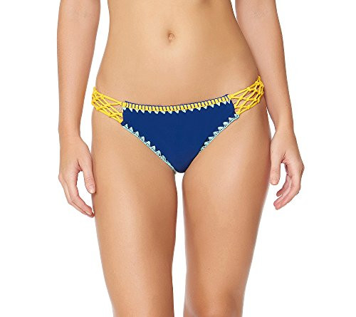 Jessica Simpson Womens Woodstock Whipstitch Side Braided Hipster Bikini Bottom  Marine  S
