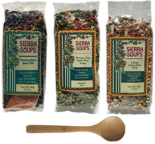 Sierra Soups Healthy  Hearty  All Natural and Gluten Free Soups - 3 Pack Assortment Sizzling Black Bean Chili  Fresno Fog Split Pea Soup and 6 Bean Ita