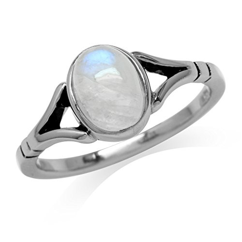 Silvershake 8X6mm Natural Oval Shape Moonstone 925 Sterling Silver Solitaire Ring Size 9 Silvershake 8X6mm Natural Oval Shape Moonstone 925 Sterling Silver Solitaire Ring Size 9