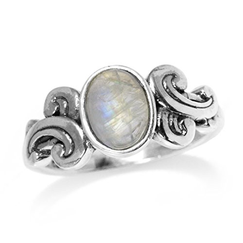 Silvershake 8X6mm Natural Oval Shape Moonstone 925 Sterling Silver Victorian Style Ring Size 7 Silvershake 8X6mm Natural Oval Shape Moonstone 925 Sterling Silver Victorian Style Ring Size 7