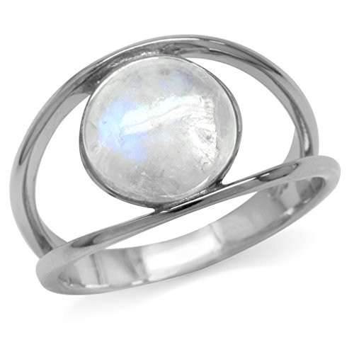 Silvershake Natural Moonstone White Gold Plated 925 Sterling Silver Solitaire Ring Size 9 Silvershake Natural Moonstone White Gold Plated 925 Sterling Silver Solitaire Ring Size 9