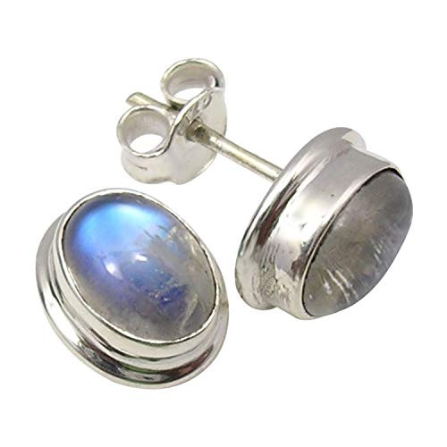 SilverStarJewel 925 Solid Silver 6 x 8 mm Rainbow Moonstone Stud Earrings 0-5 Bijoux SilverStarJewel 925 Solid Silver 6 x 8 mm Rainbow Moonstone Stud Earrings 0-5 Bijoux