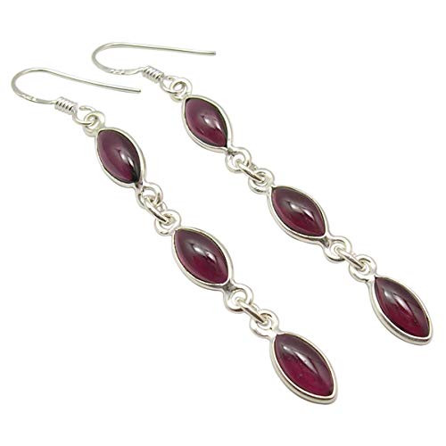 SilverStarJewel Marquise 5 x 10 mm Garnet Long Earrings 2-6 925 Pure Sterling Silver SilverStarJewel Marquise 5 x 10 mm Garnet Long Earrings 2-6 925 Pure Sterling Silver