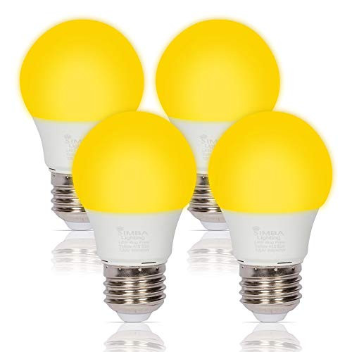 Simba Lighting LED Bug Repelling Yellow Bulb 5W 40W Equivalent -4 Pack-  Great for Outdoor Porch Light  Patio  Security  Night Light  Amber Warm 2000K