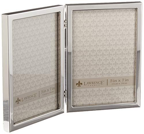 Lawrence Frames 5x7 Hinged Double Silver Standard Metal Picture Frame
