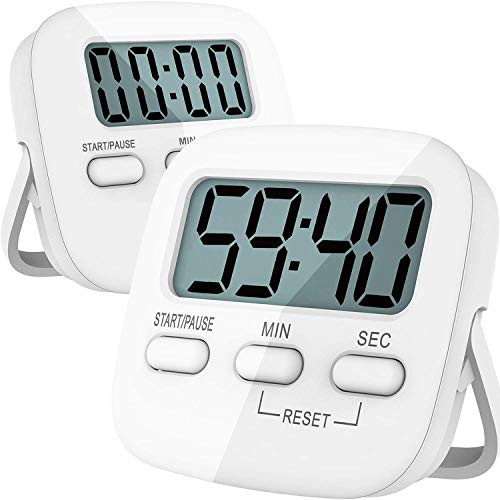 Kitchen Timer 2 Pack Digital Kitchen Timers Magnetic Countdown Timer with Loud Alarm Big Digits Back Stand for Cooking Classroom Teachers -White- Kitchen Timer 2 Pack Digital Kitchen Timers Magnetic Countdown Timer with Loud Alarm Big Digits Back Stand for Cooking Classroom Teachers -White-