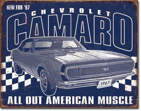 The Finest Website Inc- New Camaro Muscle Car 16 x 12-5 -D2135- Weathered Appearance Advertising Tin Sign
