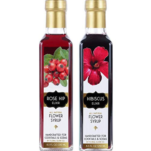 Floral Elixir Co- Rose Hip and Hibiscus Elixirs - Syrups for Cocktails and Sodas -2 x 8-5 oz- Floral Elixir Co- Rose Hip and Hibiscus Elixirs - Syrups for Cocktails and Sodas -2 x 8-5 oz-