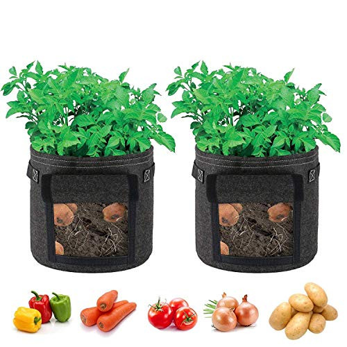 SingPad Potato Grow Bags 2-Pack 7 Gallon Garden Vegetables Planter Bags for Growing Potatoes Taro Radish Carrots Onions