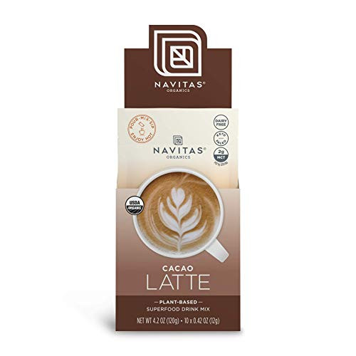 Navitas Organics Cacao Latte  10 Single Serve Pouches  Organic  Non-GMO  Dairy-Free