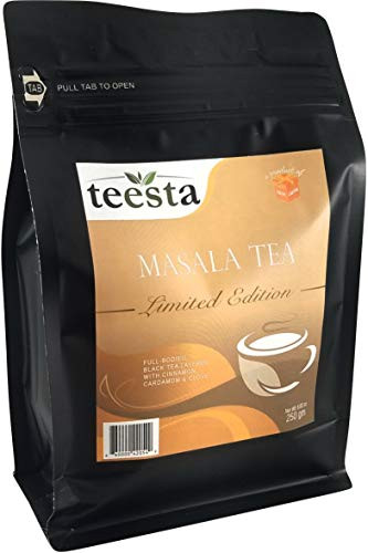 TEESTA - Original Indian Spiced Masala Chai | 8.8oz / 250gm / 125cups | Loose leaf chai tea | 100% Natural spices, No added flavoring & High Energy Teas