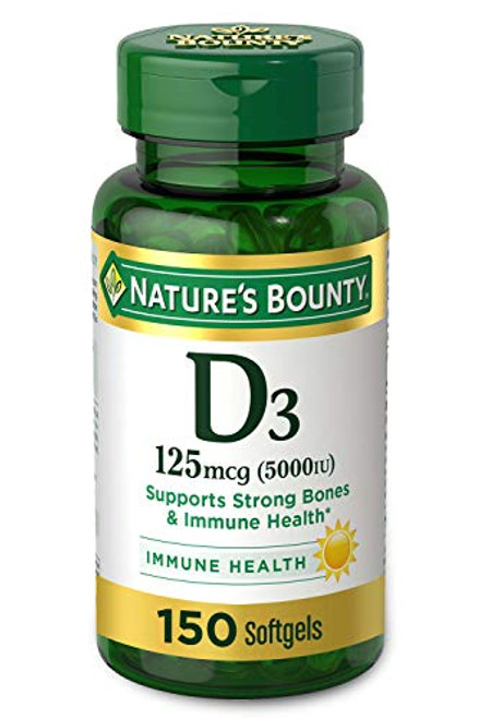 Vitamin D by Natures Bounty for immune support- Vitamin D provides immune support and promotes healthy bones- 5000IU  150 Softgels