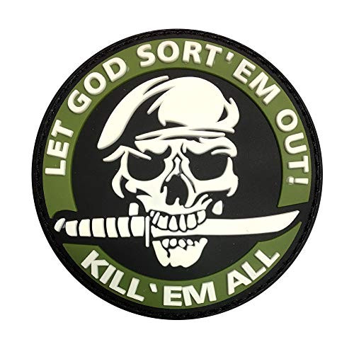 LET GOD SORT EM Out Kill EM All Martial Arts Military Patch Fabric PVC Badges Patch Tactical Stickers for Clothes with Hook and Loop -Green-