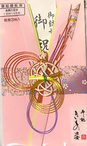 Japanese Traditional Celebration Paper Envelope Kimono Style for Wedding-Bukuro with 3 Strip -Pink-