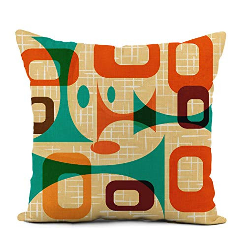 Topyee Throw Pillow Cover 18x18 Inch Retro Mid Century Modern Vintage 1950S 1960S Googie Mod Home Decor Pillowcases Square Pillow Cases Cushion Covers
