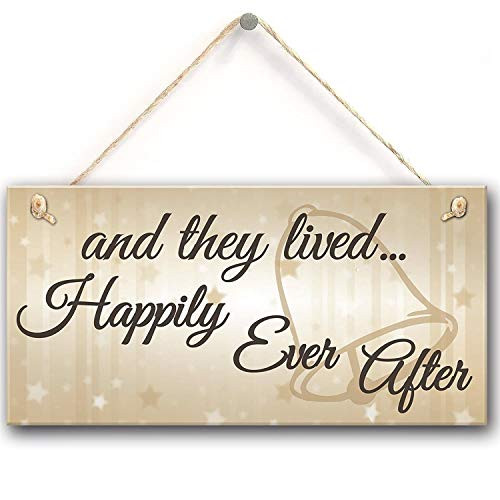 SZBOYU They Lived Happily Ever After Hanging Wedding Day Plaque Sign 10x5